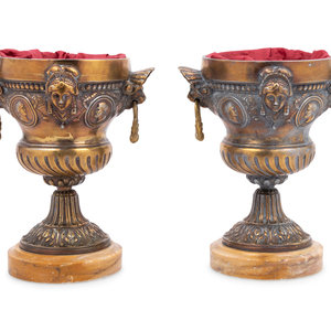 Appraisal: A Pair of Renaissance Revival Gilt Metal Handled Cups Circa