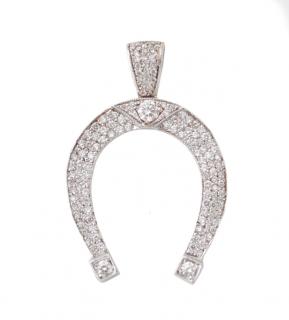 Appraisal: k White Gold Diamond Horseshoe Pendant Ladies k white gold