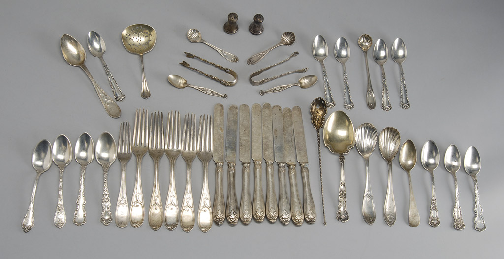 Appraisal: FORTY-TWO PIECES OF STERLING AND AMERICAN SILVER FLATWARE By various