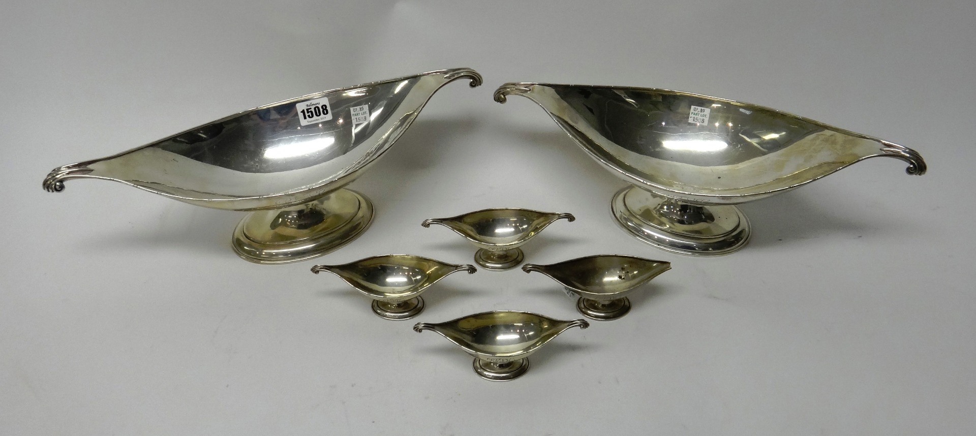 Appraisal: A pair of silver twin handled boat shaped centrepiece bowls