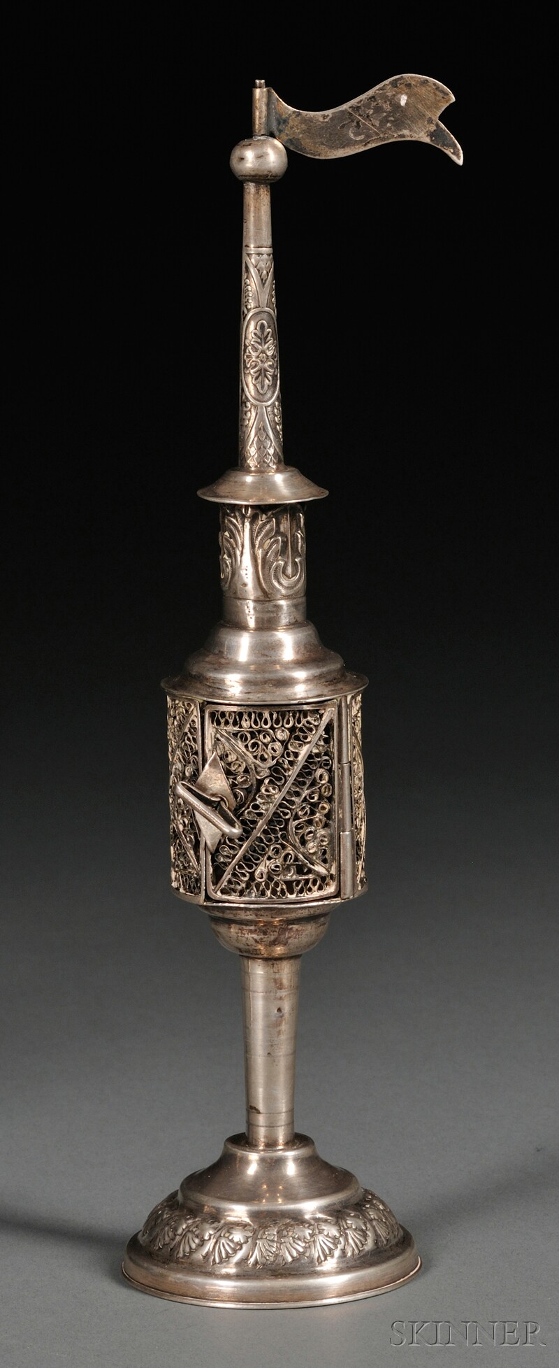 Appraisal: German Silver Tower-form Besamim Box Spice Container Berlin Eifort the