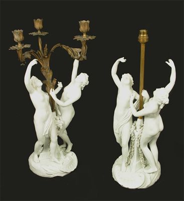 Appraisal: A pair of late th century continental white glazed porcelain