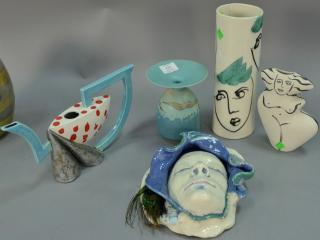 Appraisal: Five ceramic pieces to include Jillian Barber ceramic mask with