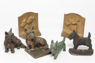 Appraisal: Scottish Terrier Metal Bookends Figurines Five vintage bronze and other