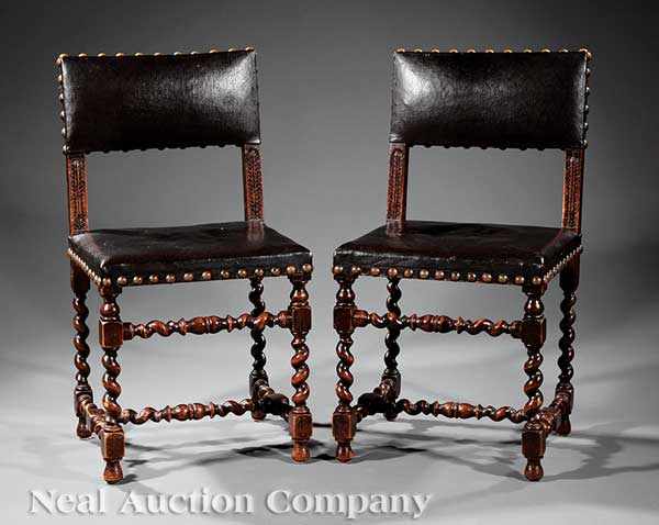 Appraisal: A Pair of Antique Restoration or Cromwellian-Style Walnut Side Chairs