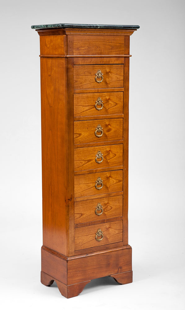 Appraisal: Louis Philippe Style Cherry Semainier With marble top x x