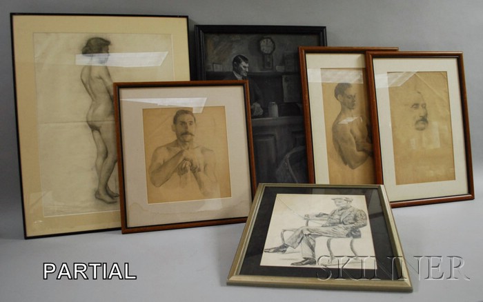 Appraisal: Twelve Framed Drawings and Academic Studies including nine studies of