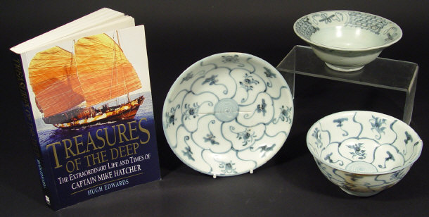 Appraisal: Two Chinese Tek Sing shipwreck porcelain bowls and a dish