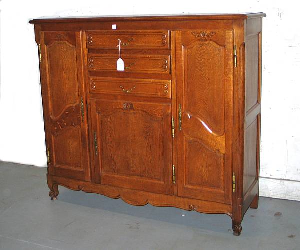 Appraisal: A Louis XV style stained pine buffet late th early