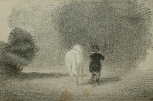 Appraisal: Circle of Paul Sandby - - White horse and figure