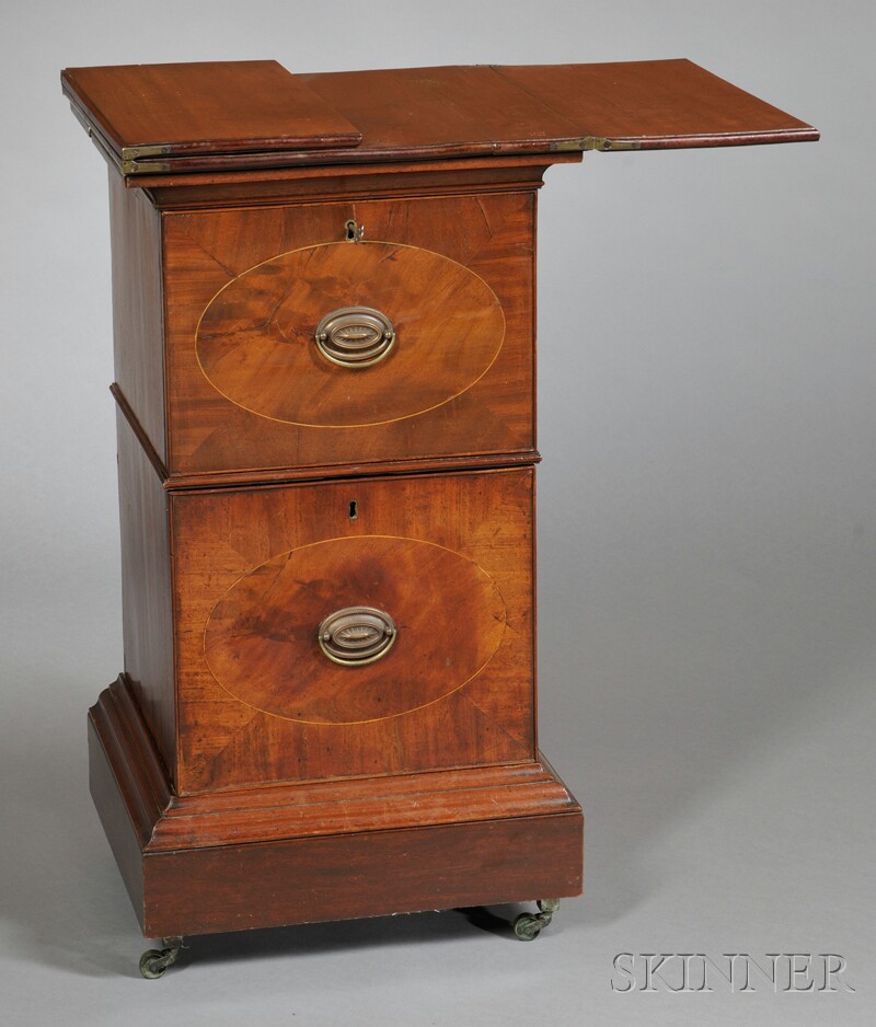 Appraisal: Drop-leaf Mahogany Cabinet top with two hinged leafs on two