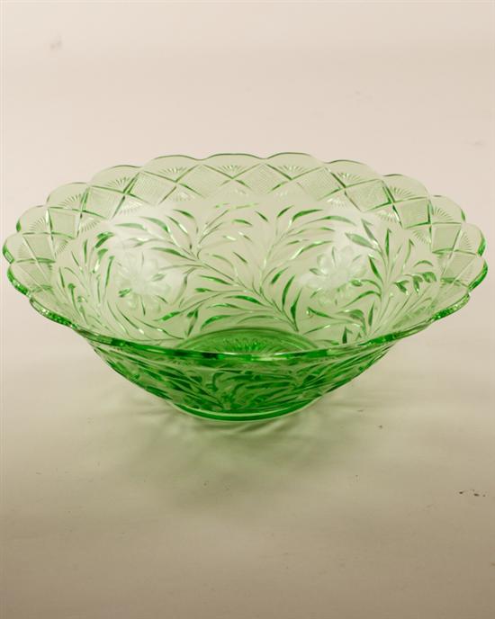 Appraisal: An E th C Glass Punch Bowl green with a