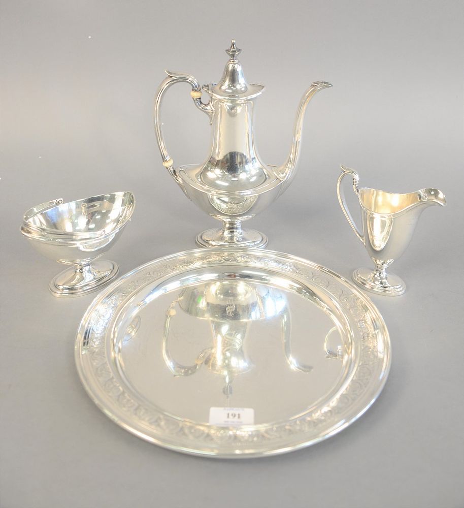 Appraisal: Four piece sterling silver tea set teapot ht in total