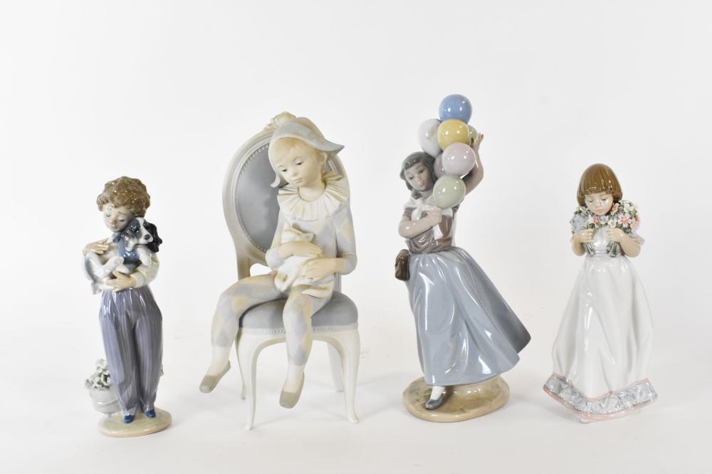 Appraisal: GROUP OF FOUR LLADRO PORCELAIN FIGURESEach marked Comprising a young