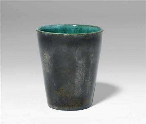 Appraisal: LIFAS Alice Sordet Bonifas BEAKER circa Green and black glazed