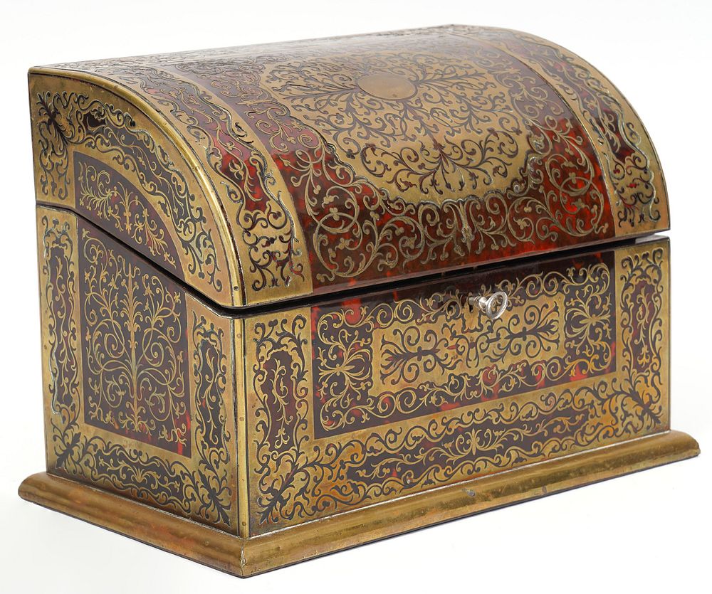 Appraisal: Asprey of London Boulle Marquetry Stationary Box Andre-Charles Boulle brass