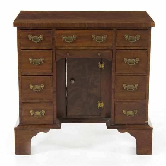 Appraisal: English mahogany kneehole desk th century rectangular top above configuration