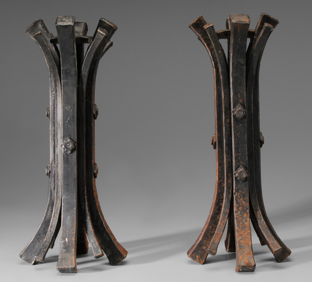 Appraisal: Pair Monumental Wrought Iron Candl