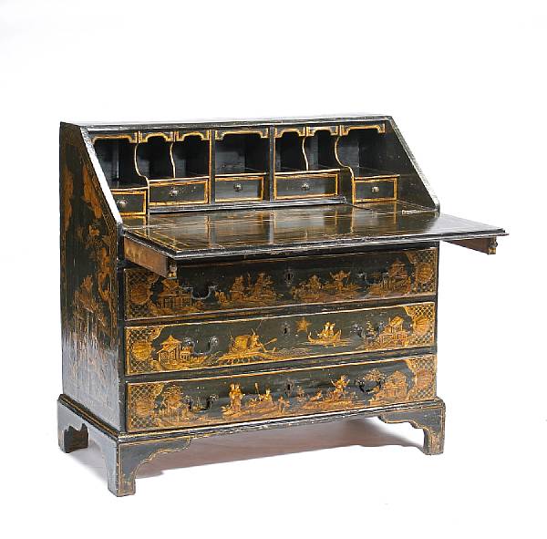 Appraisal: A George I ebonized and chinoiserie lacquered desk early th