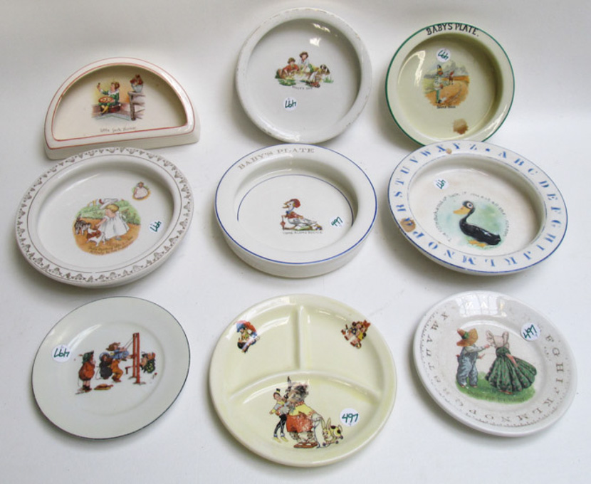 Appraisal: COLLECTION OF NINE PORCELAIN CHILD'S PLATES transfer decorated various makers