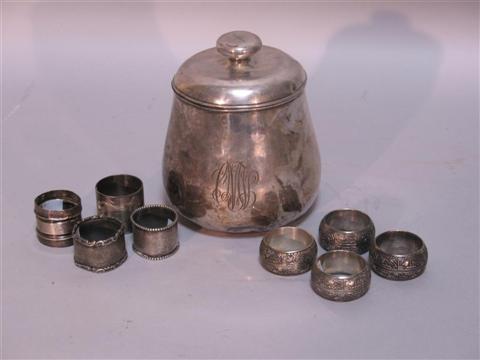 Appraisal: AMERICAN SILVER BISCUIT BARREL AND COVER Of pear shape with