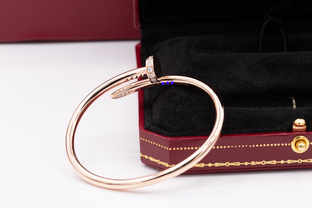 Appraisal: Cartier K Rose Gold ct Diamond Nail Bracelet SZ Cartier