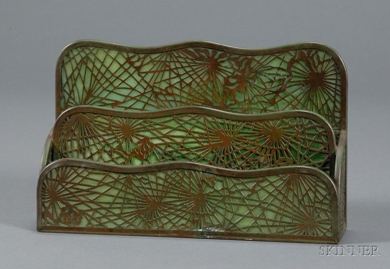 Appraisal: Tiffany Studios Letter Holder Patinated metal and glass New York