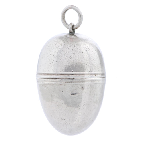 Appraisal: A George III egg shaped silver nutmeg grater c mm