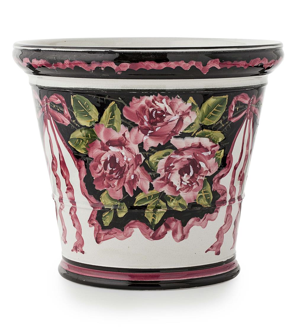 Appraisal: WEMYSS WARE A 'CABBAGE ROSES' STUART FLOWER POT CIRCA decorated