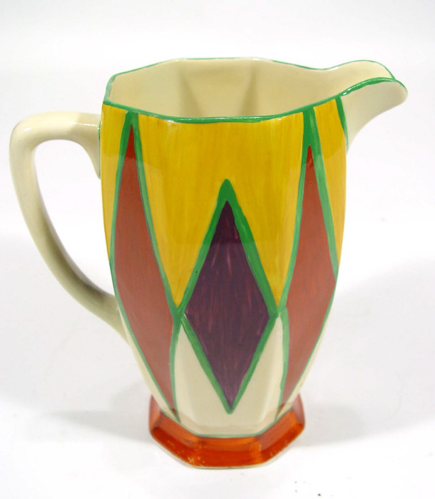 Appraisal: Clarice Cliff Bizarre octagonal pottery jug hand painted with colourful