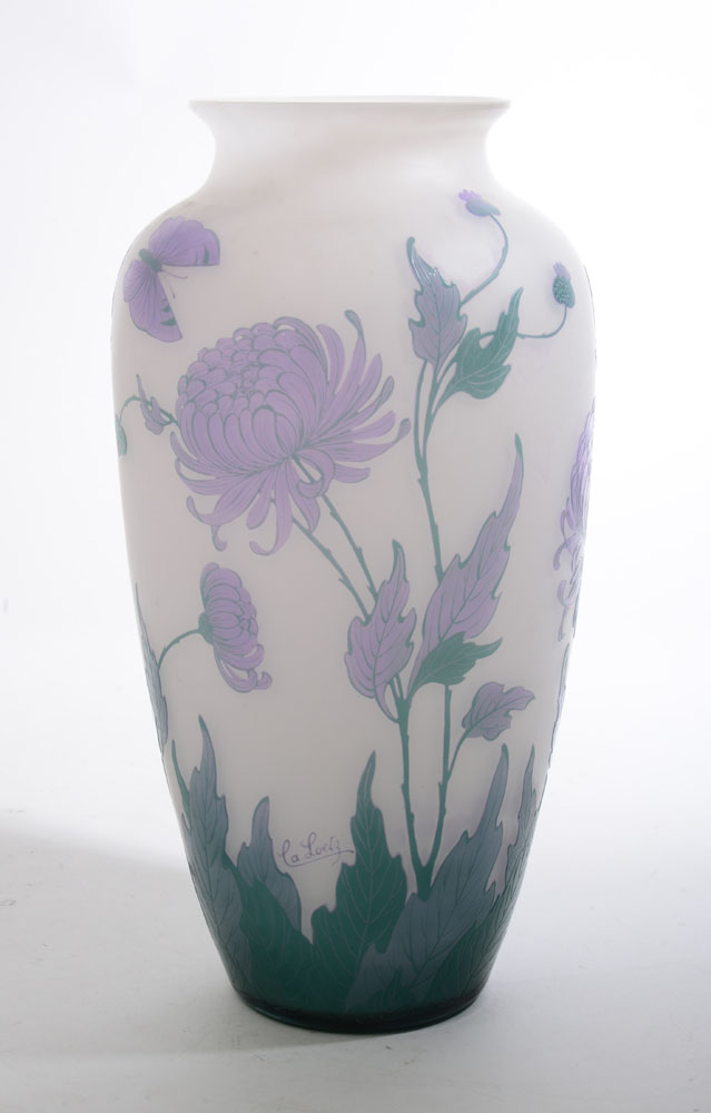 Appraisal: LA LOETZ CAMEO GLASS VASE Signed in relief 'La Loetz'