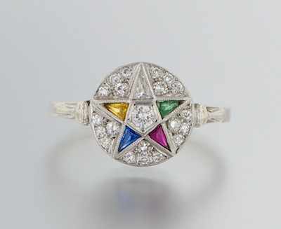 Appraisal: A Diamond and Gemstone Eastern Star Ring k white gold