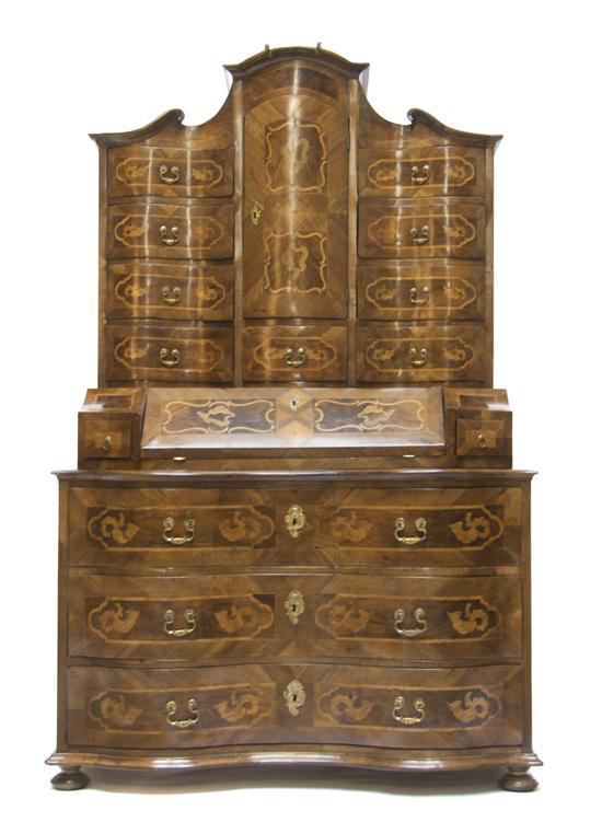 Appraisal: A Continental Marquetry Secretary Bookcase th th century probably German