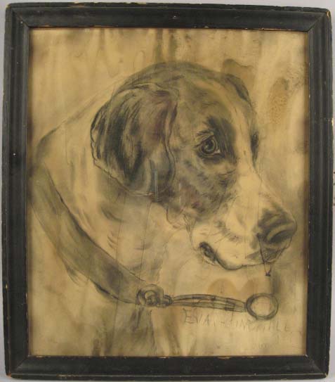 Appraisal: Eva Hummill Sketch of Dog's Head Charcoal Signed lower right