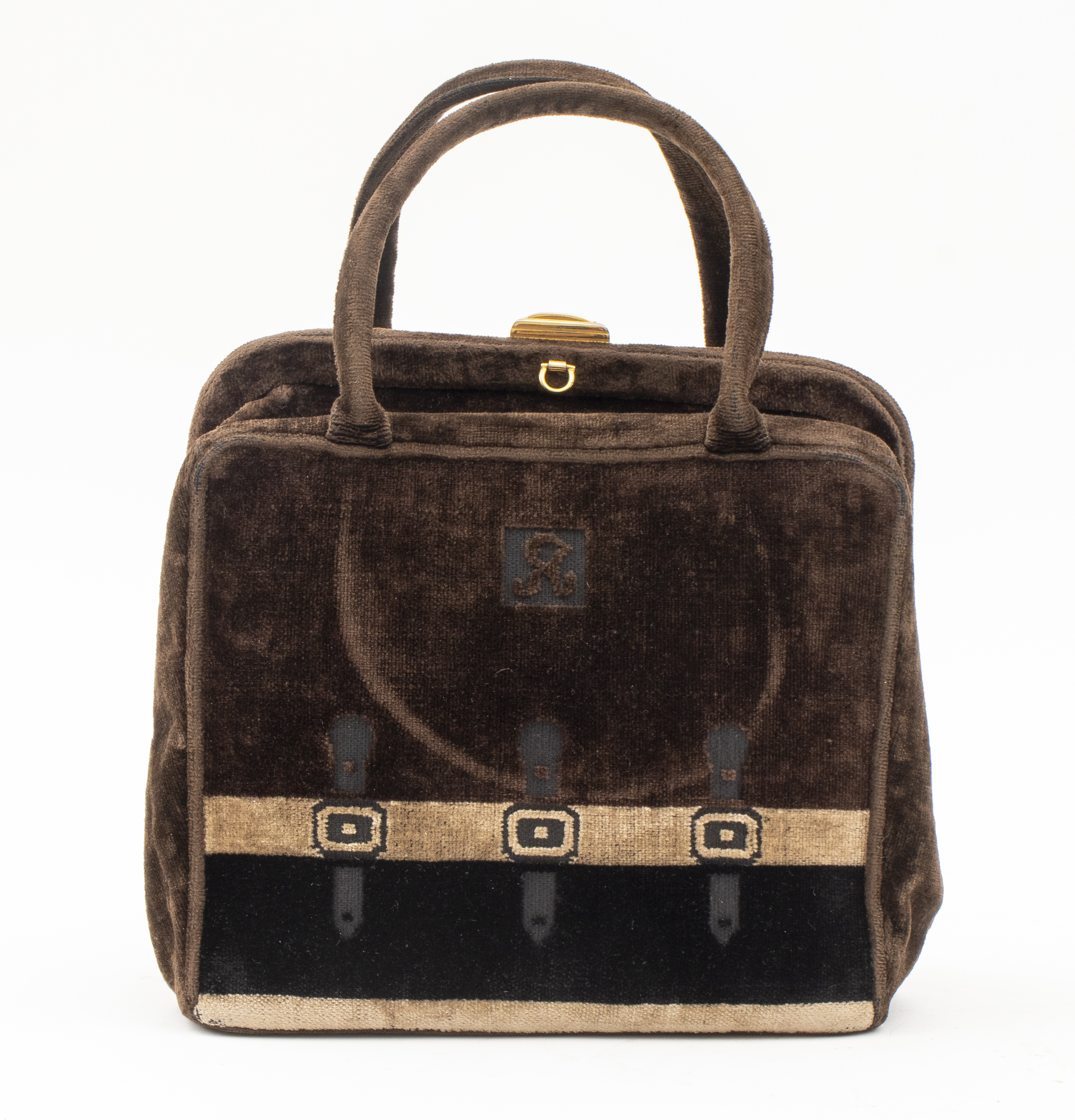 Appraisal: ROBERTA DI CAMERINO BROWN VELOUR PURSE Roberta Di Camerino chocolate