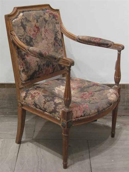 Appraisal: Louis XVI style beechwood fauteuil th century H in PROVENANCE