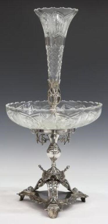 Appraisal: English Victorian silverplate epergne centerpiece Atkin Brothers late th early