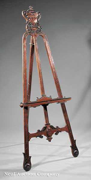 Appraisal: An American Renaissance Carved Ebonized and Gilt-Incised Mahogany Easel c