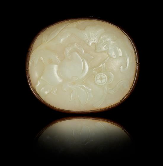 Appraisal: Sale Lot A White Jade Oval Plaque th century the