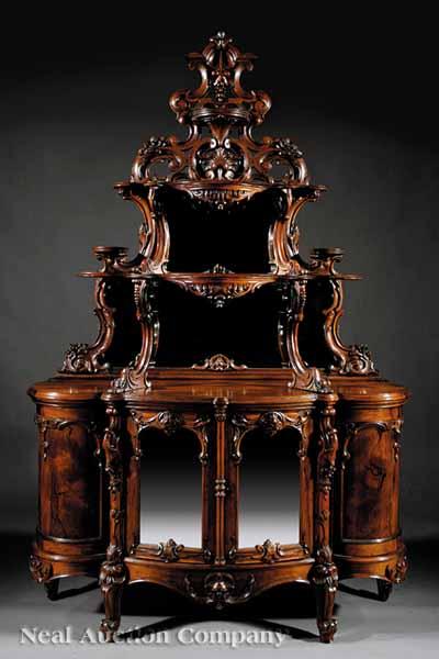 Appraisal: An American Rococo Highly Carved Rosewood and Laminated tag re