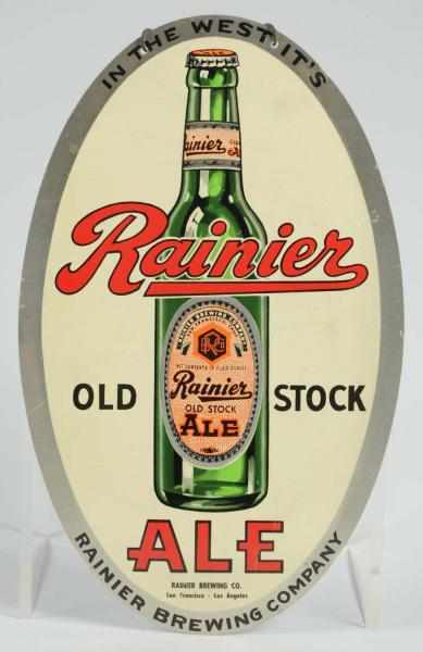 Appraisal: Rainier Old Stock Ale Oval Aluminum Sign Marked In the