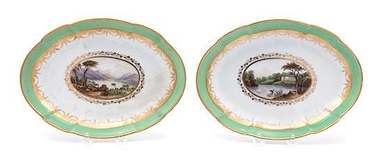 Appraisal: A Pair of English Porcelain Oval Dishes A Pair of