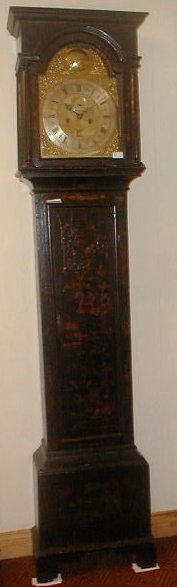 Appraisal: A George II black lacquer long case clock with quarter