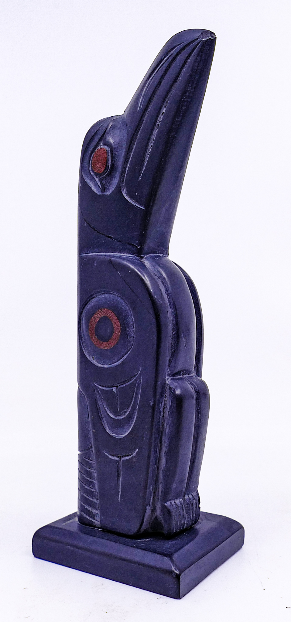 Appraisal: Norman Russ Raven Argillite Totem Model- '' with minor chip