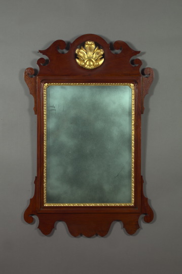 Appraisal: Large Edwardian Parcel-Gilt Mahogany Arched Looking Glass in the George