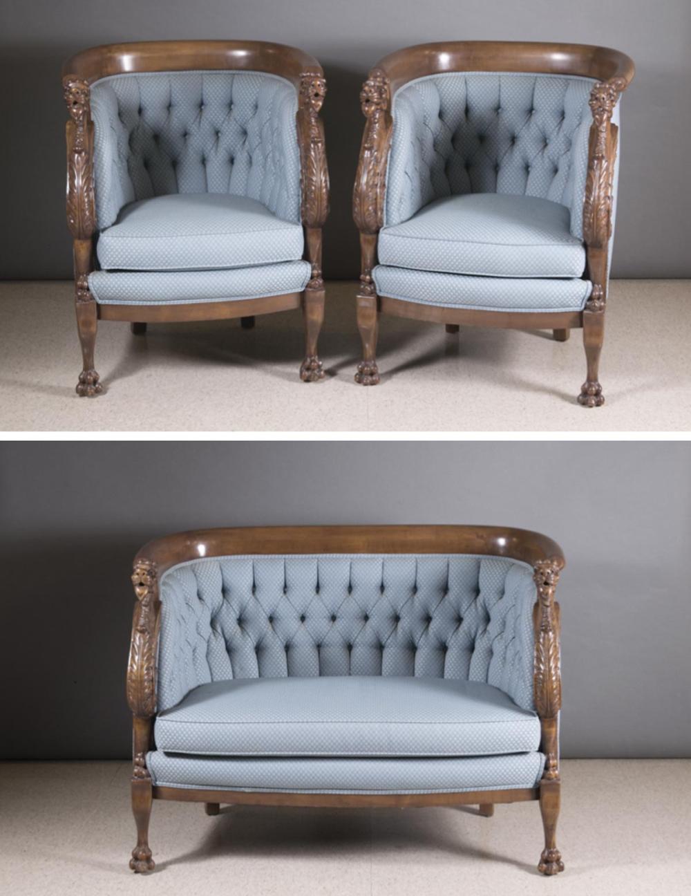 Appraisal: THREE-PIECE VICTORIAN PARLOR SET American c settee and matching pair