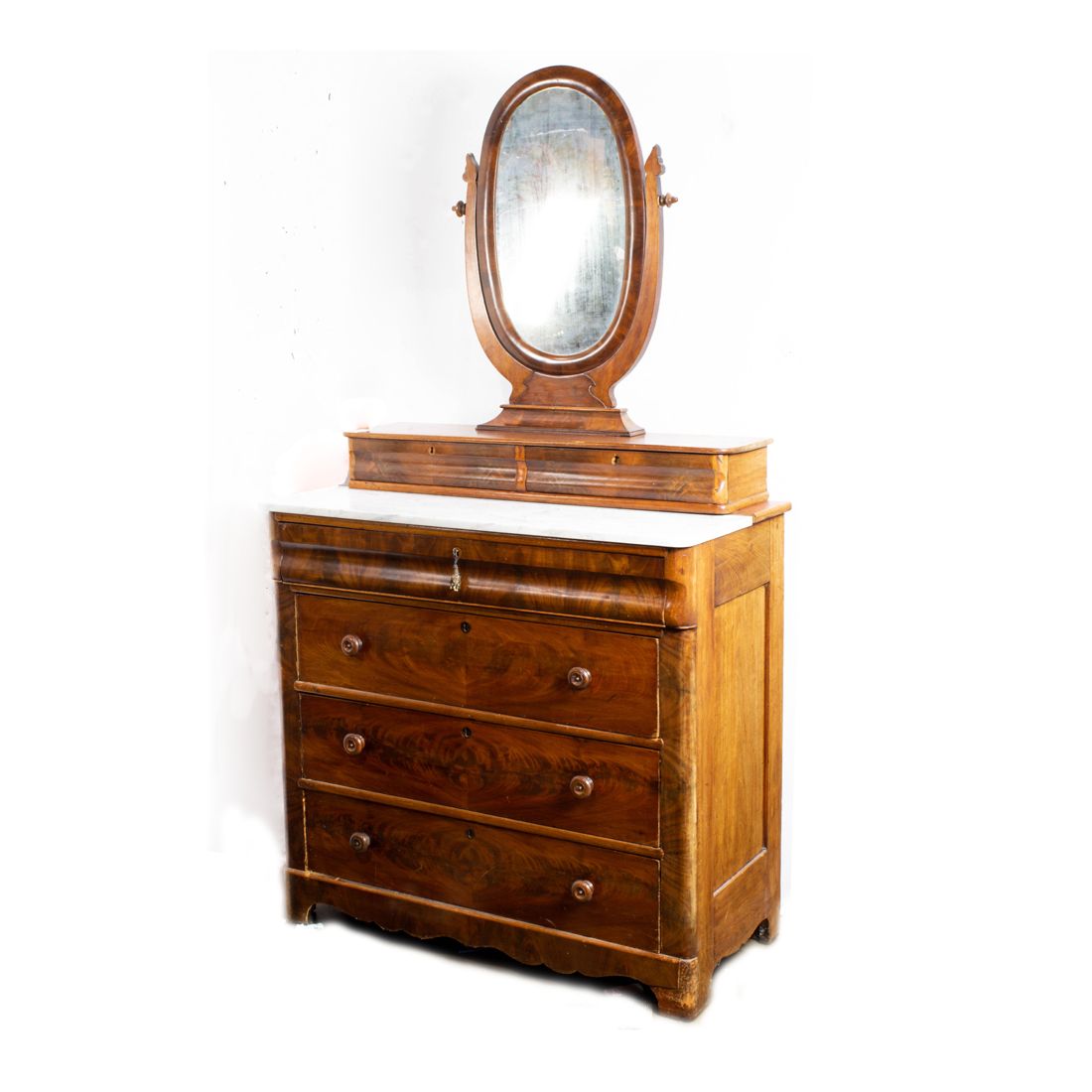 Appraisal: MAHOGANY VANITY WITH HINGED MIRROR Mahogany vanity with hinged mirror