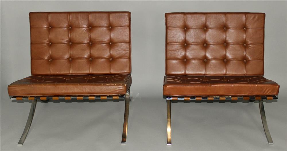 Appraisal: PAIR OF KNOLL INTERNATIONAL MIES VAN DER ROHE DESIGNED BARCELONA