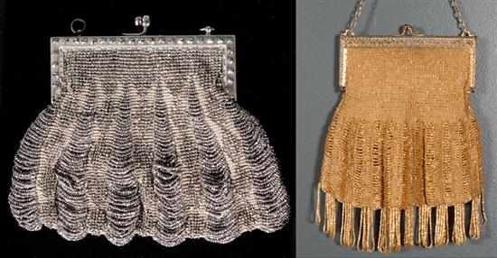 Appraisal: Two Art Deco beaded purses mustard colored purse silver colored