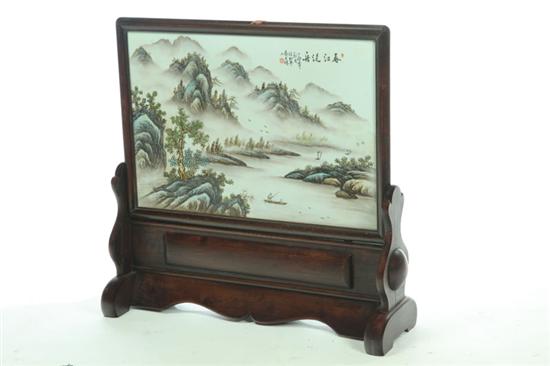 Appraisal: TABLE SCREEN WITH PORCELAIN INSERT China st quarter- th century